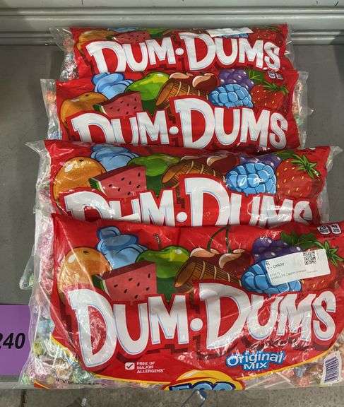 (4) BAGS OF DUM DUMS ORIGINAL MIX POPS