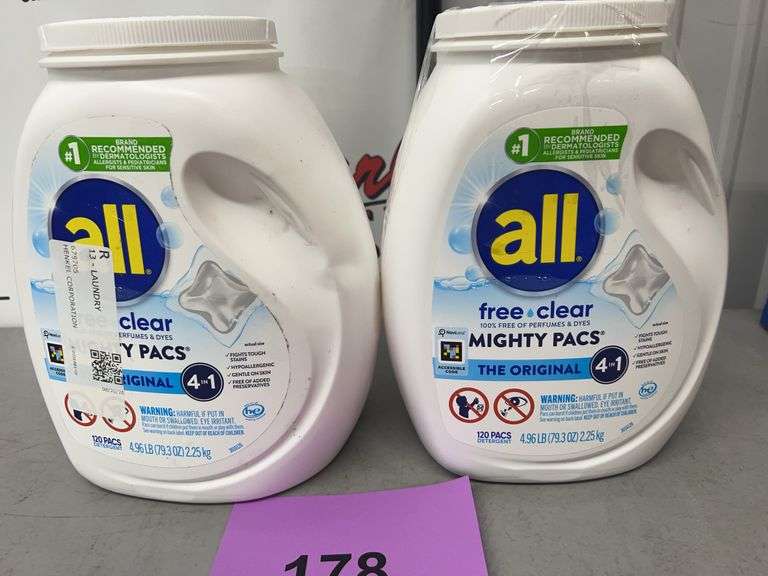 (2) TUBS OF ALL FREE CLEAR MIGHTY PACS 4-IN-1