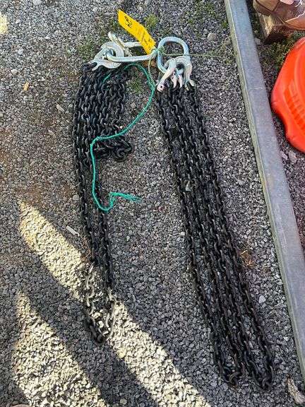 QTY. (2) UNUSED 5/16"x7' G80 DOUBLE CHAIN SLINGS