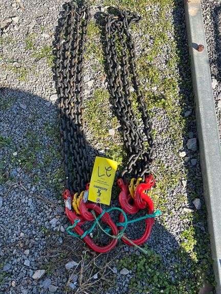 QTY. (2) UNUSED 5/16"x7' G80 DOUBLE CHAIN SLINGS