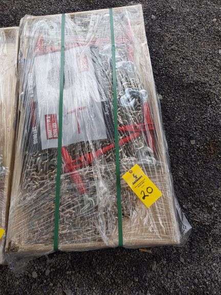 QTY (5) UNUSED 9200LB RATCHET BINDERS AND 3/8" QTY (10) 20' CHAIN