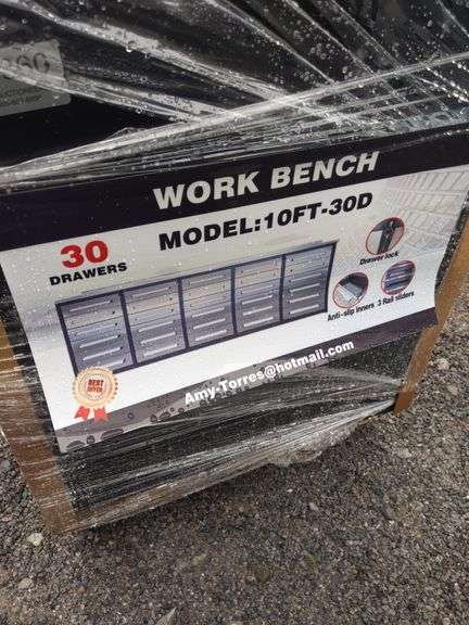 UNUSED 10' 30 DRAWER WORK BENCH