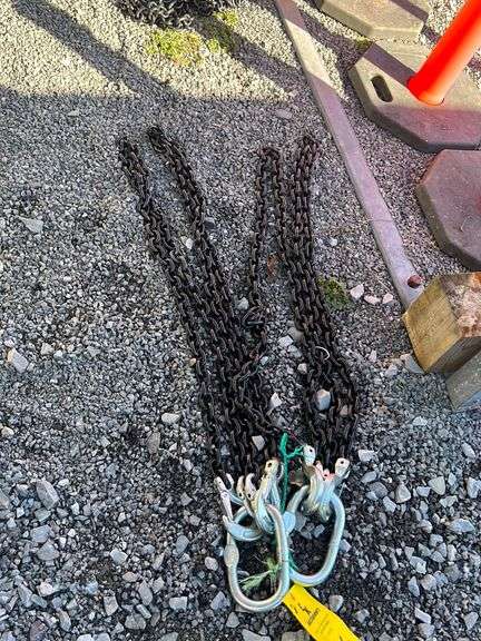 QTY. (2) UNUSED 5/16"x7' G80 DOUBLE CHAIN SLINGS
