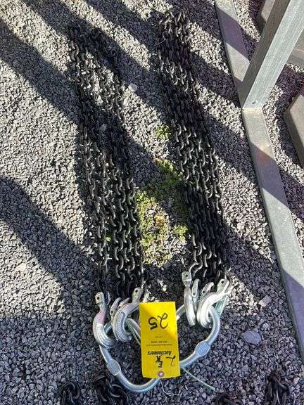 QTY. (2) UNUSED 5/16"x7' G80 DOUBLE CHAIN SLINGS