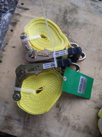 QTY. (2) UNUSED 2" X 27' RATCHET STRAPS