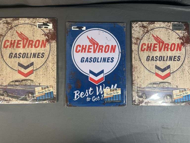 QTY (3) METAL CHERVON SIGNS