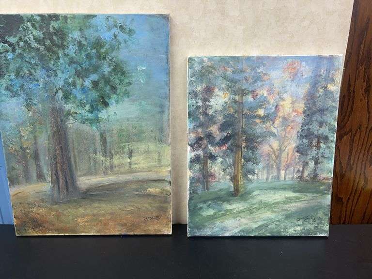 (2) HAND OIL PAINTED CANVAS PRINTS BY DONNA SMITH 16X20 AND 18X24