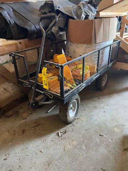 4' STRONGWAY METAL 4 WHEEL WAGON & (9) SAFETY REFLECTORS, SHOP VAC ACCESORIES