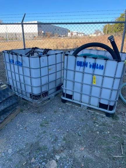 QTY (2) PLASTIC TOTES, USED HOSES