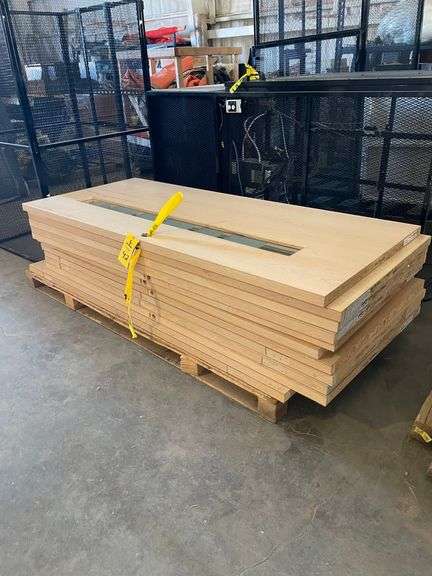 QTY (11) SOLID WOOD DOORS W/ FROSTED GLASS PANEL