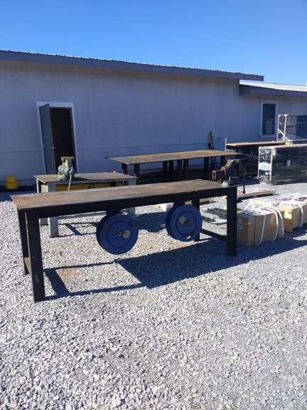 36" X 96" X 34" STEEL WORK TABLE W/ 4" REED VISE