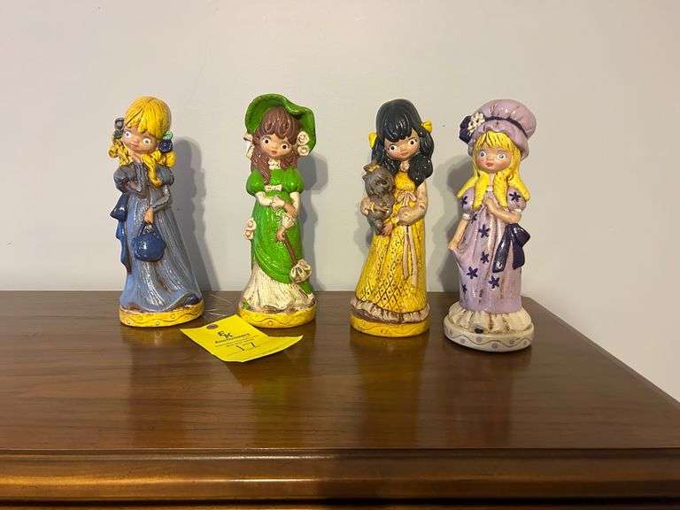 (4) VINTAGE CHALKWARE GIRL DOLL STATUES