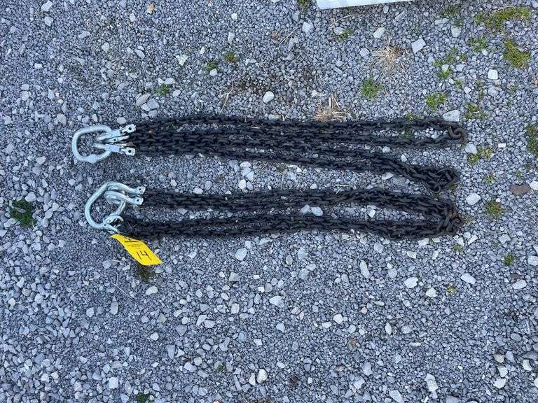 (QTY. 2) UNUSED 5/16" 7' DOUBLE LEG LIFTING CHAIN SLINGS