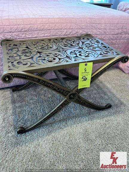 CAST IRON SETTING BENCH/SUITCASE RACK--27X17X17