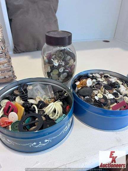 (3) CONTAINERS OF VINTAGE BUTTONS