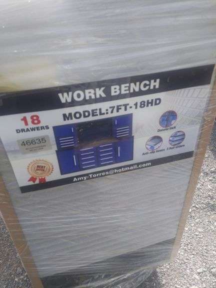 UNUSED 7' 18 DRAWER WORK BENCH