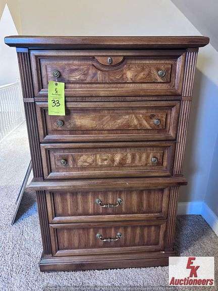 VIRGINIA FURNITURE 5DRAWER CHEST OF DRAWERS--33X53.5X17--located upstairs