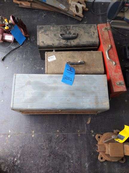 QTY (4) METAL TOOLBOXES W/ ASSORTED TOOLS/PARTS