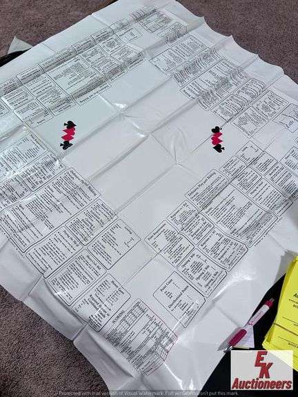VINYL BRIDGE TABLE COVERING WITH RULES & POINTS/ASSORTED PLAYING CARDS