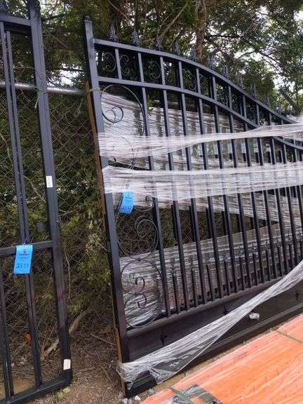 UNUSED 20' BI-PARTING WROUGHT IRON GATES