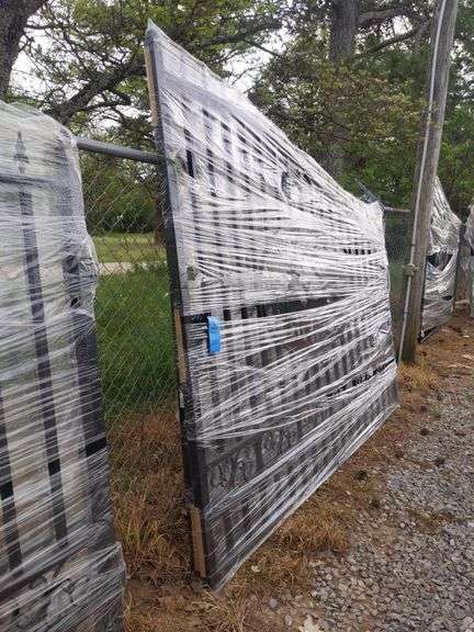 UNUSED 20' BI-PARTING WROUGHT IRON GATES DEER SCENE