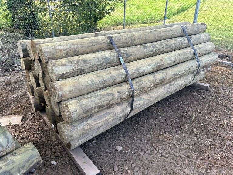 (35)pc 6" X 8' PRESSURE TREATED TAPERED POSTS