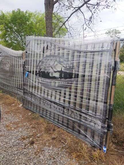 UNUSED 20' BI-PARTING WROUGHT IRON GATES DEER SCENE
