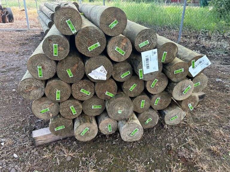 (35)pc 6" X 8' PRESSURE TREATED TAPERED POSTS