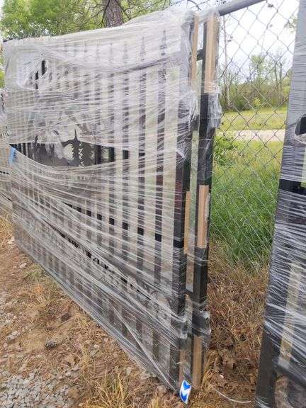 UNUSED 20' BI-PARTING WROUGHT IRON GATES DEER SCENE
