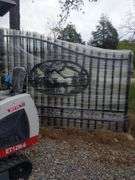 UNUSED 20' BI-PARTING WROUGHT IRON GATES DEER SCENE