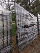 UNUSED 20' BI-PARTING WROUGHT IRON GATES DEER SCENE