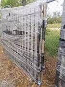 UNUSED 20' BI-PARTING WROUGHT IRON GATES DEER SCENE