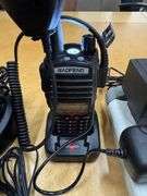 Lot of  4 working two way radios, 1 motorola, 1 vertex stnd, 2 Baofeng, 6 mics, 6 Batt, 6 chrgrs.