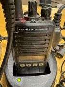 Lot of  4 working two way radios, 1 motorola, 1 vertex stnd, 2 Baofeng, 6 mics, 6 Batt, 6 chrgrs.