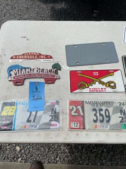 ADVERTISING LICENSE PLATES-IH/DATSUN/NASCAR