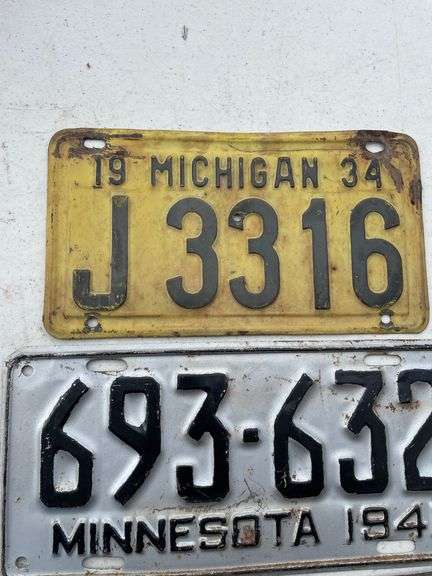 (3) MICHIGAN 34/INDIANA 36/MINNESOTA 41 LICENSE PLATES