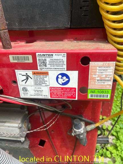 HUNTER QUICK MATCH TIRE BALANCER-UNTESTED, OPERATION UNKNOWN
