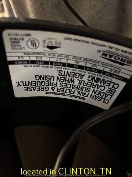 EXHAUST FAN-NOT TESTED, OPERATION UNKNOWN