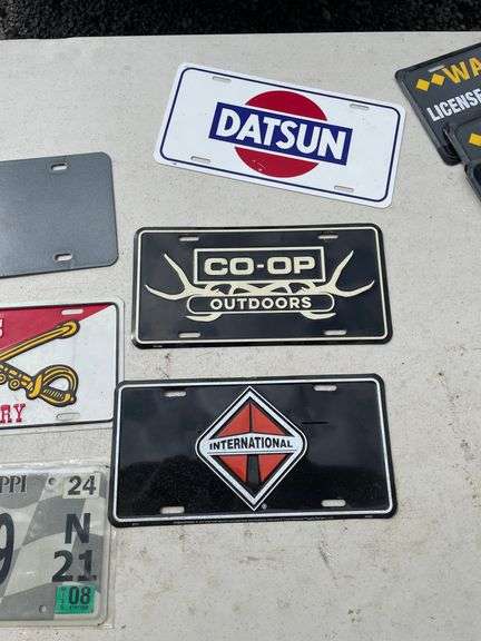 ADVERTISING LICENSE PLATES-IH/DATSUN/NASCAR