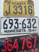 (3) MICHIGAN 34/INDIANA 36/MINNESOTA 41 LICENSE PLATES
