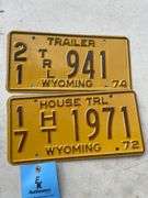 (2) WYOMING LICENSE PLATES