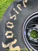(2) HOOSIER 105/16.0-15 DIRT SLICKS WITH 8LUG RIMS