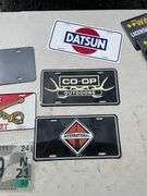 ADVERTISING LICENSE PLATES-IH/DATSUN/NASCAR