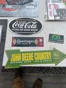 ADVERTISING SIGNS/LICENSE PLATES/STICKERS-TEXACO,JOHN DEERE, CHEVROLET