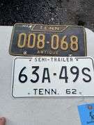 (2) TN ANTIQUE & SEMI TRAILER LICENSE PLATES