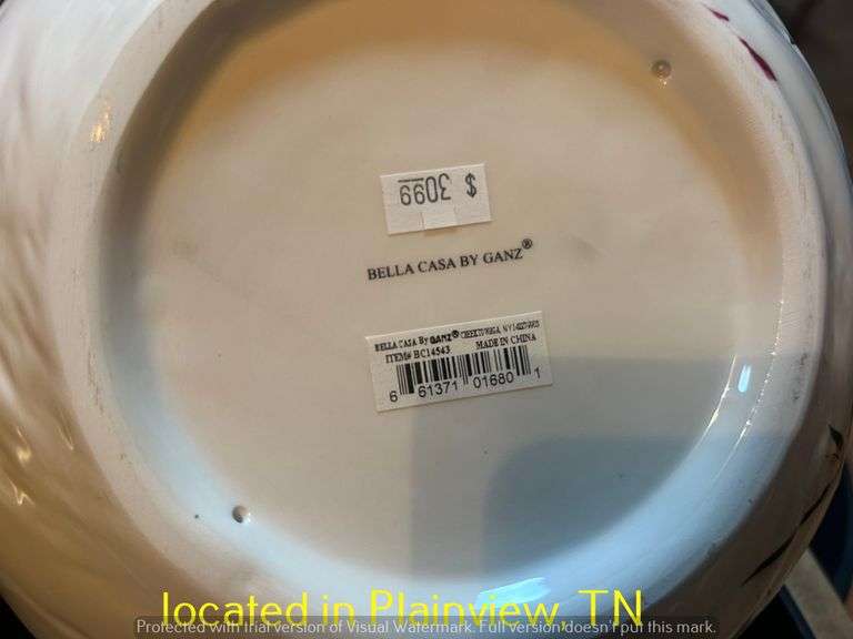 BELLA CASA BY GANZ SERVING BOWL AND PITCHER AND 2CANDLE HOLDERS AND SALT AND PEPPER SHAKER