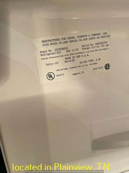 SEARS REFRIGERATOR--PLUGGED IN AND CAME ON-NEEDS CLEANED