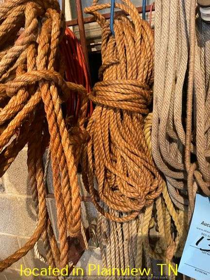 LOT OF NYLON & GRASS ROPES--RACK NOT INCLUDED
