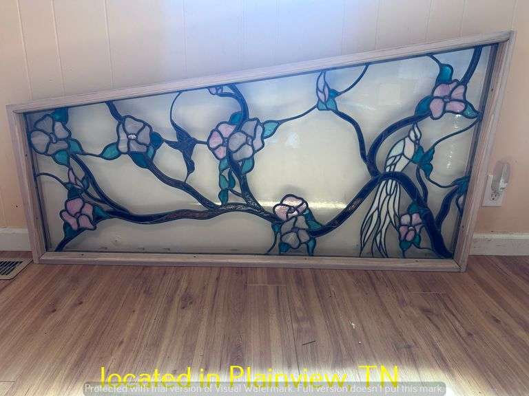 FRAMED STAINED GLASS-56"WX20-29" H