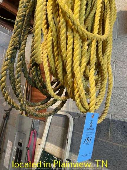 QTY (2) ROPES AND PIECE OF CABLE